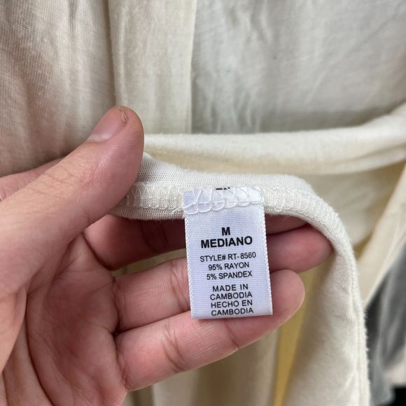 Zenana Outfitters White Thin Open Drape-Front Cardigan Long Sleeve Women Medium - Picture 6 of 9